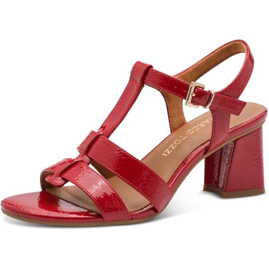 Czerwone Lakierowane Sandały Damskie Marco Tozzi 2-28333-46 520 – Elegancja w Wydaniu Premium