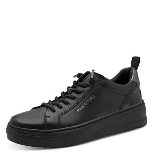 Czarny Skórzane Półbuty Sportowe Marco Tozzi – Eleganckie Sneakersy Damskie