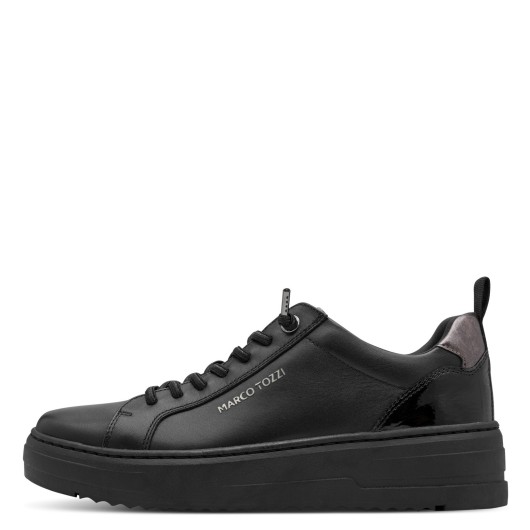 Czarny Skórzane Półbuty Sportowe Marco Tozzi – Eleganckie Sneakersy Damskie