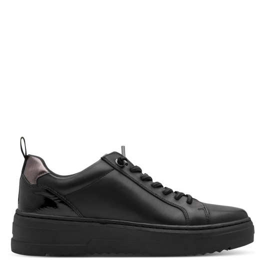 Czarny Skórzane Półbuty Sportowe Marco Tozzi – Eleganckie Sneakersy Damskie