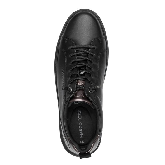 Czarny Skórzane Półbuty Sportowe Marco Tozzi – Eleganckie Sneakersy Damskie