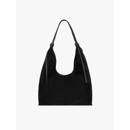 Czarna Skórzana Torba Damska Ryłko Typu Hobo Bag (A4)