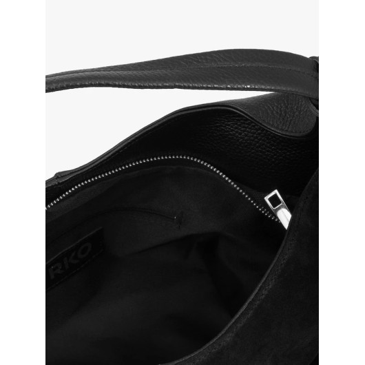 Czarna Skórzana Torba Damska Ryłko Typu Hobo Bag (A4)