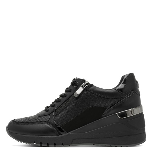 Sneakersy damskie skórzane Marco Tozzi 2-23726-47-098 czarne na koturnie