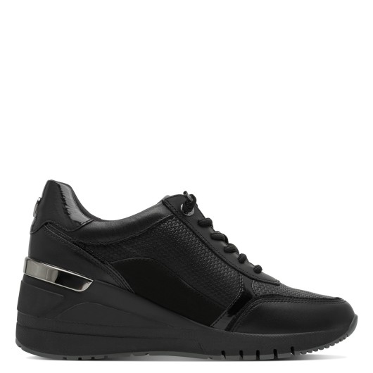 Sneakersy damskie skórzane Marco Tozzi 2-23726-47-098 czarne na koturnie