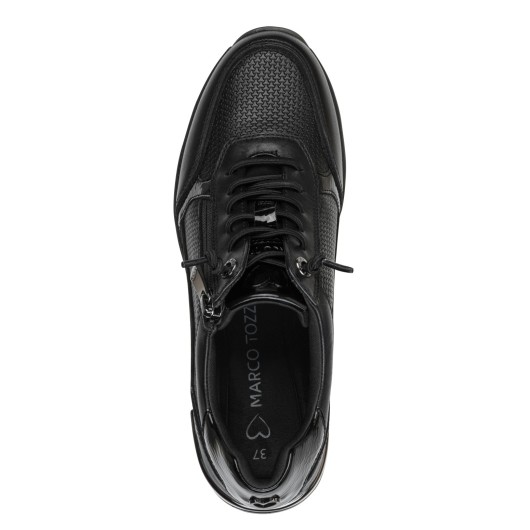Sneakersy damskie skórzane Marco Tozzi 2-23726-47-098 czarne na koturnie