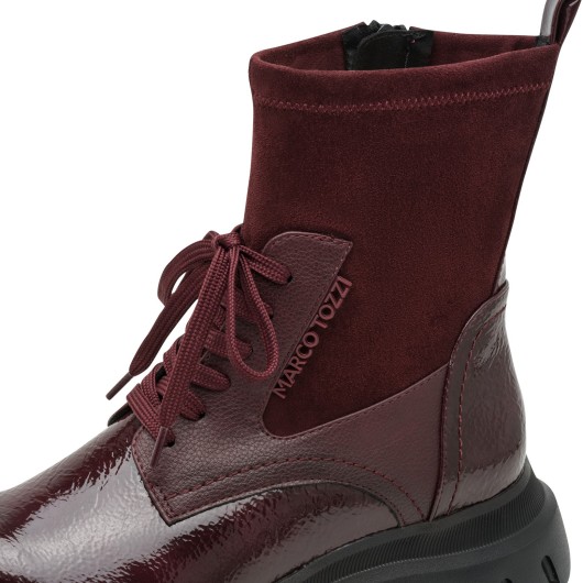 Bordowe Botki Damskie Marco Tozzi 2-25231-47 Bordeaux