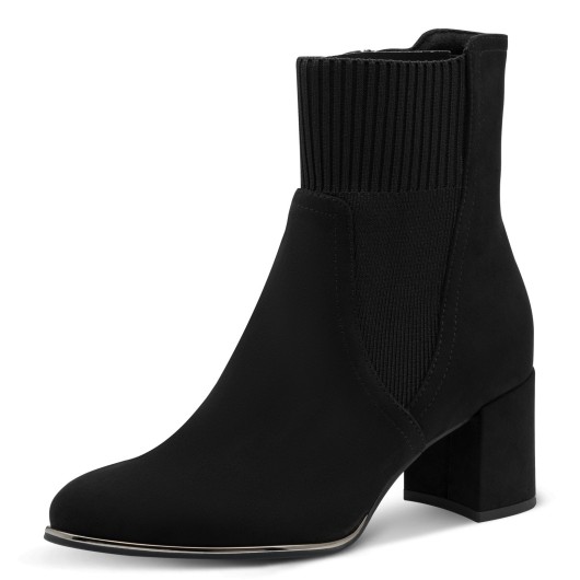 Botki damskie Marco Tozzi 2-25392-41 001 – Czarna elegancja i wygoda na co dzień