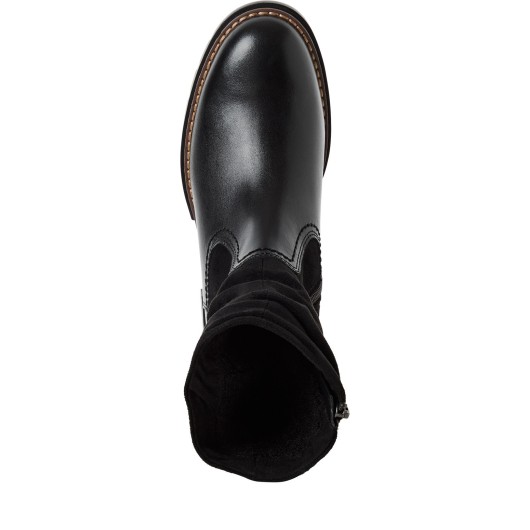 Czarne Skórzane Botki Marco Tozzi 2-26420-47 098 Black Comb Czarne Skórzane Botki Marco Tozzi 2-26420-47 098 Black Comb