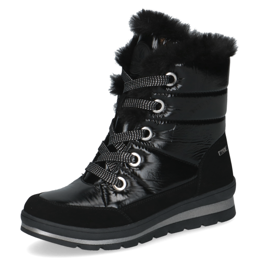 Czarne Ocieplane Śniegowce / Botki Damskie Caprice 9-26226-41 019 Black Comb