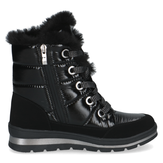 Czarne Ocieplane Śniegowce / Botki Damskie Caprice 9-26226-41 019 Black Comb