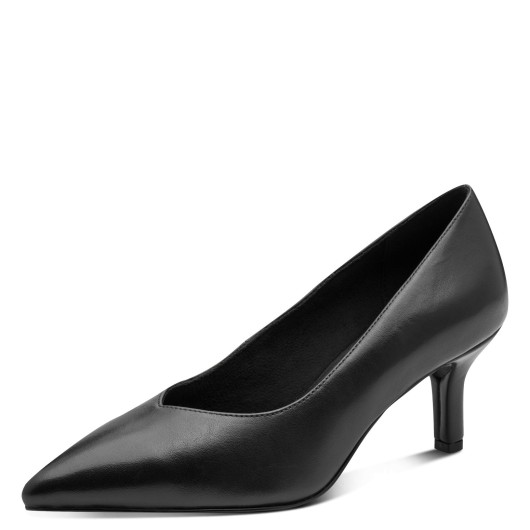 Czarne Skórzane Czółenka / Szpilki Damskie Marco Tozzi 2-22414-47 001 Black