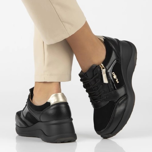 Obuwie sportowe damskie czarne zamek Filippo