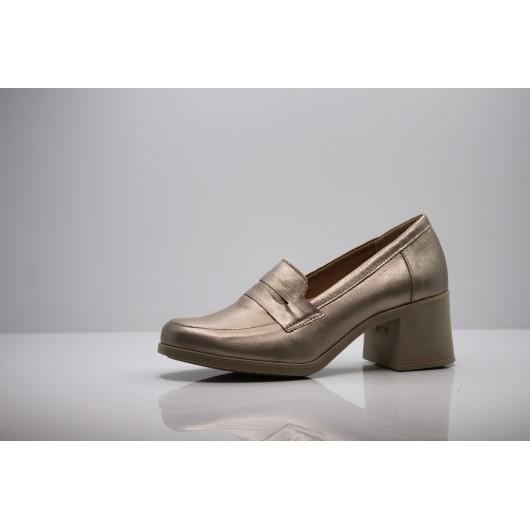 Półbuty damskie skórzane Jaromin platyna
