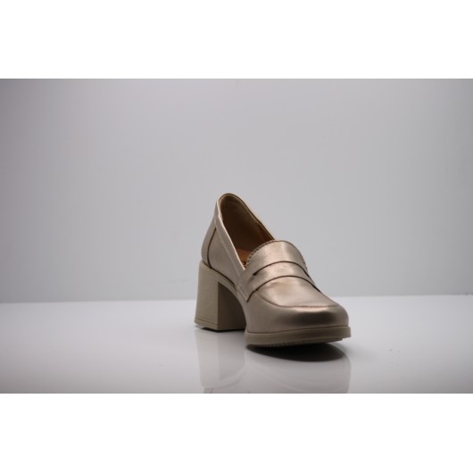 Półbuty damskie skórzane Jaromin platyna