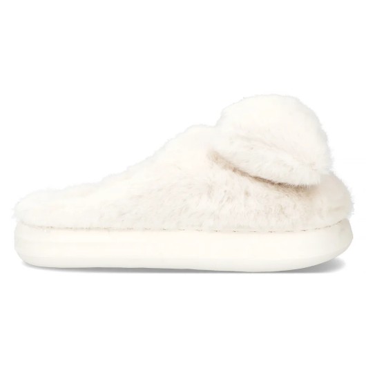 Kapcie damskie Filippo białe z ozdobnym Misiem