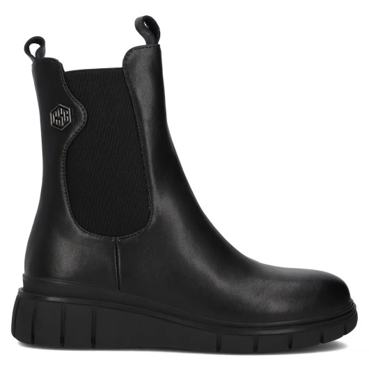 Czarne skórzane botki na platformie Filippo