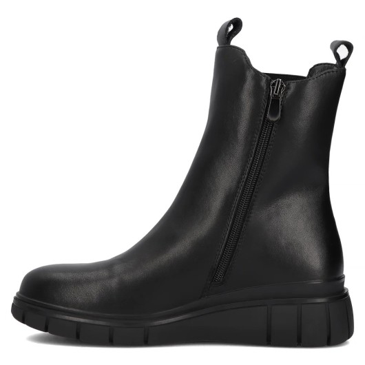 Czarne skórzane botki na platformie Filippo