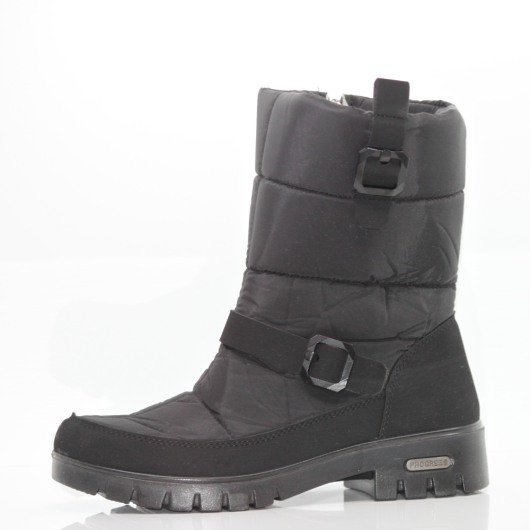 Śniegowce damskie czarne z ozdobnymi paskami Progress