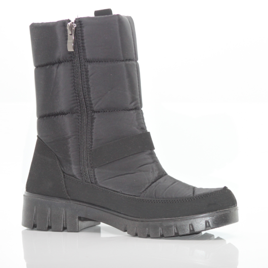 Śniegowce damskie czarne z ozdobnymi paskami Progress