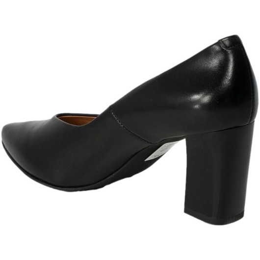 Klasyczne skórzane czółenka czarne na słupku Clasicco