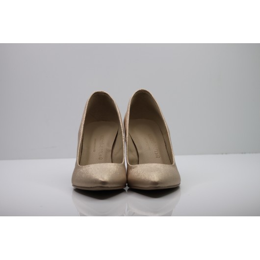 Czółenka damskie platynowe na szpilce Krzyś-but