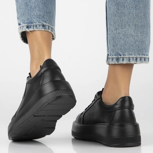 Czarne skórzane sneakersy z ozdobnym misiem Filippo