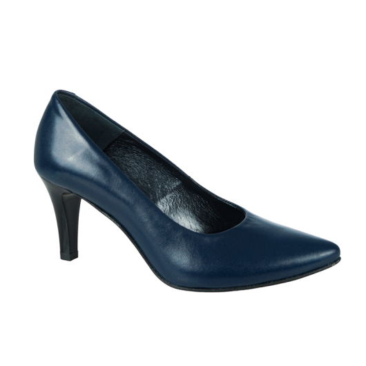 Eleganckie czółenka damskie skórzane granatowe Wielbut na szpilce