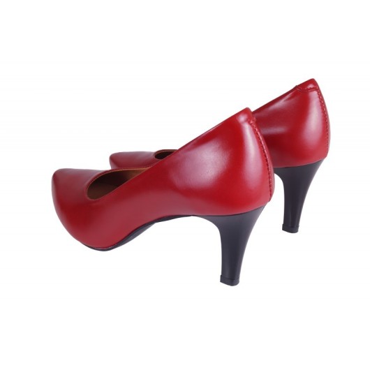 Czerwone czółenka damskie skórzane na szpilce Wielbut