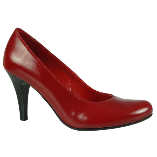 Eleganckie czółenka damskie skórzane czerwone lakierowane Wielbut