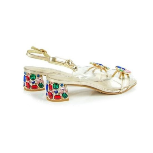 Sandałek damski z cyrkoniami Sabatina złoty