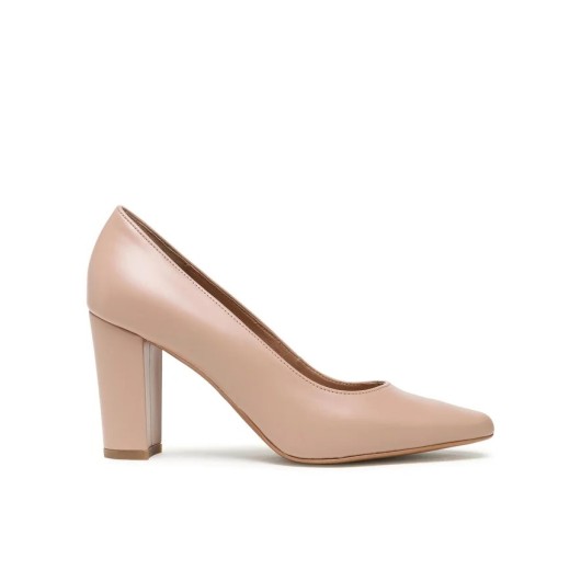 Beżowe czółenka damskie na słupku Ryłko