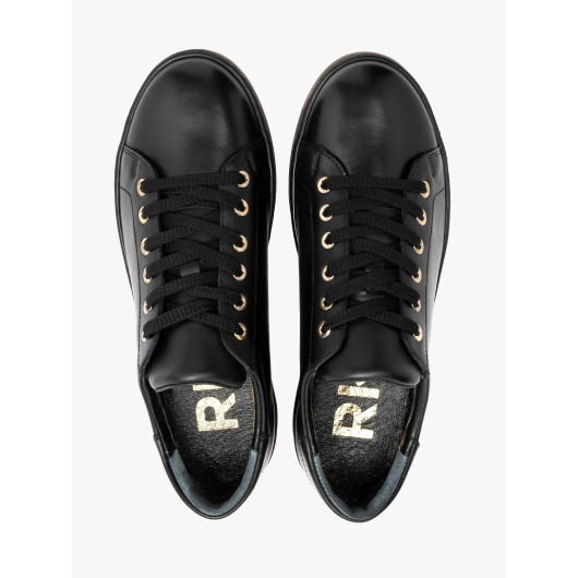 Czarne skórzane sportowe półbuty damskie Ryłko