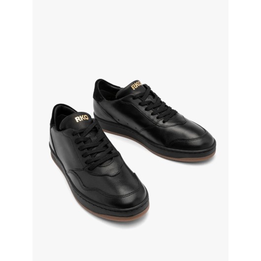 Skórzane sportowe półbuty damskie czarne Ryłko