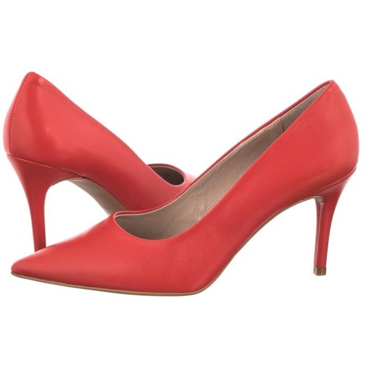 Czerwone skórzane czółenka damskie Ryłko na szpilce