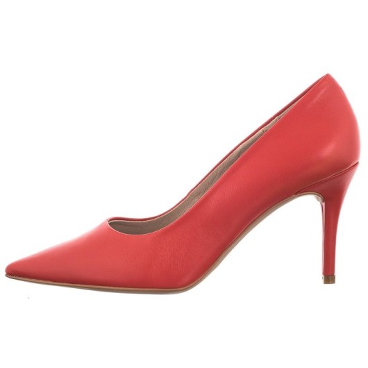 Czerwone skórzane czółenka damskie Ryłko na szpilce