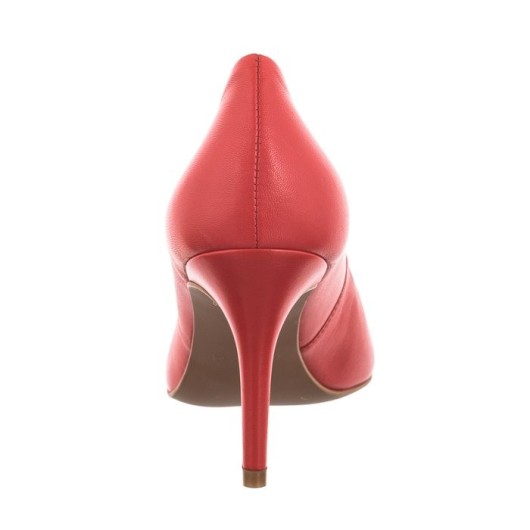 Czerwone skórzane czółenka damskie Ryłko na szpilce