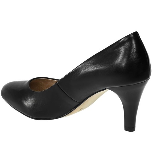 Skórzane czółenka damskie czarne szpilki Caprice