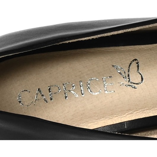 Skórzane czółenka damskie czarne szpilki Caprice