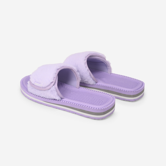 Klapki damskie Kubota rzep fioletowe z futerko