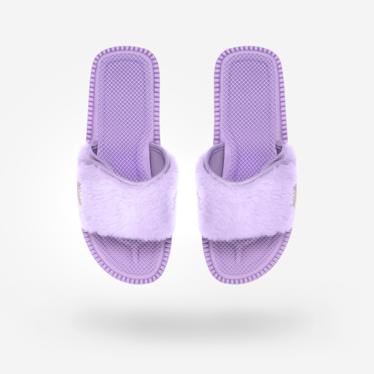 Klapki damskie Kubota rzep fioletowe z futerko