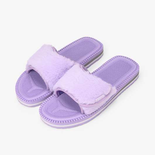 Klapki damskie Kubota rzep fioletowe z futerko