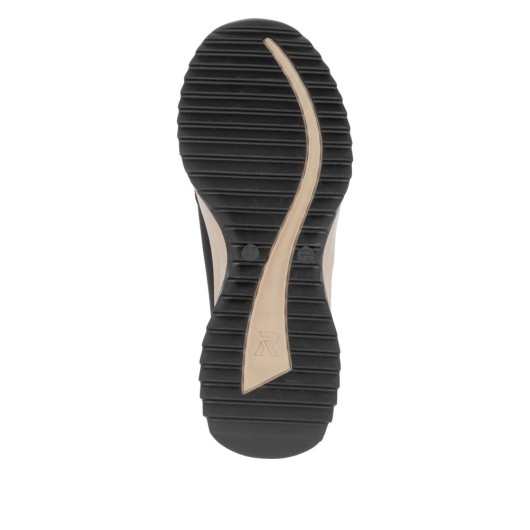 Sneakersy zamszowe damskie czarno-złote Rieker