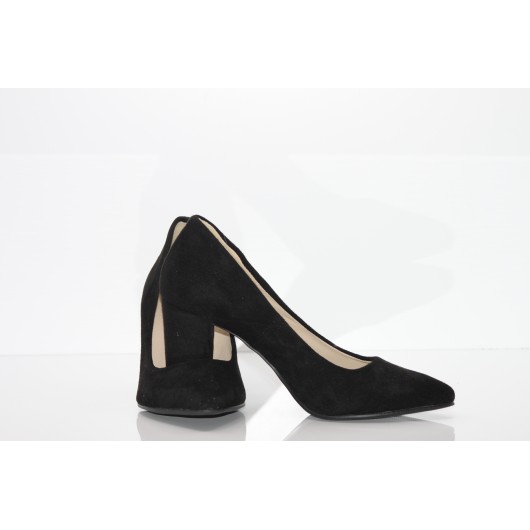 Czółenko damskie czarny zamsz Krzyś-But na słupku