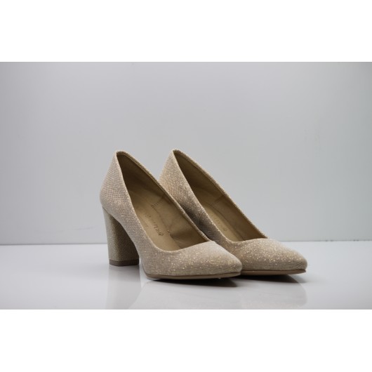 Czółenko damskie złote Krzyś-But brokatowe