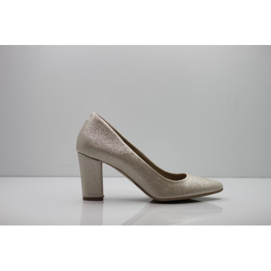 Czółenka damskie złote lakier Krzyś-But