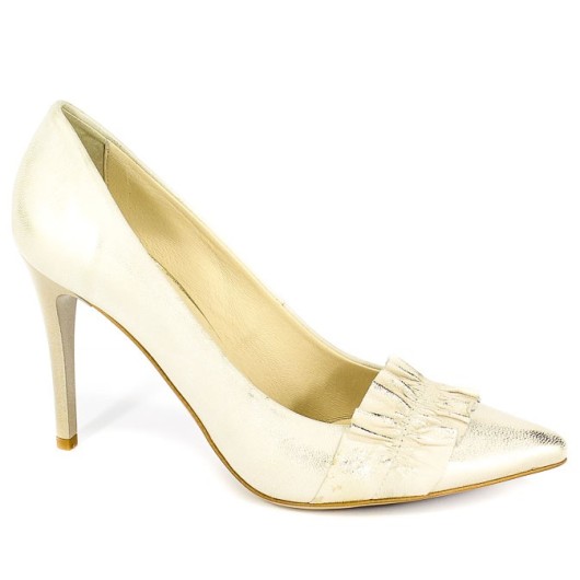 Szpilki skórzane złote przecierane Prestige