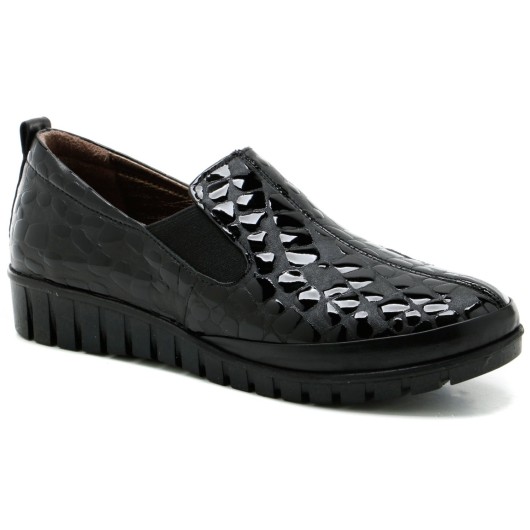 Mokasyny damskie skórzane czarne nakrapiane Loretta Vitale