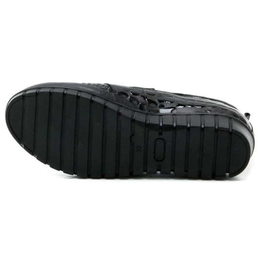 Mokasyny damskie skórzane czarne nakrapiane Loretta Vitale