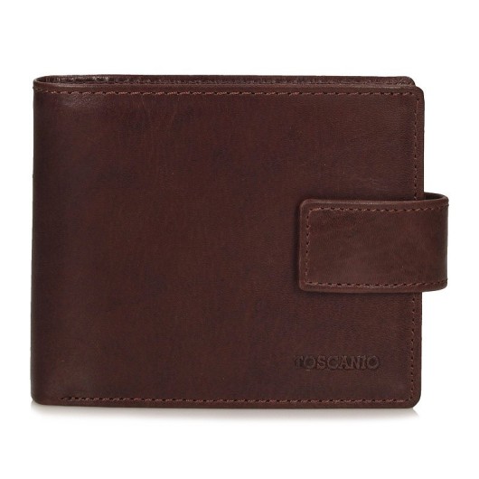 Wielokieszeniowy męski portfel skórzany ciemno brązowy